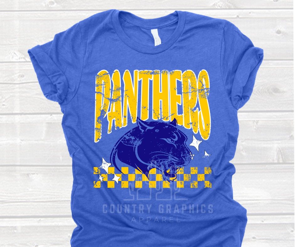 Panthers - blue/gold checker