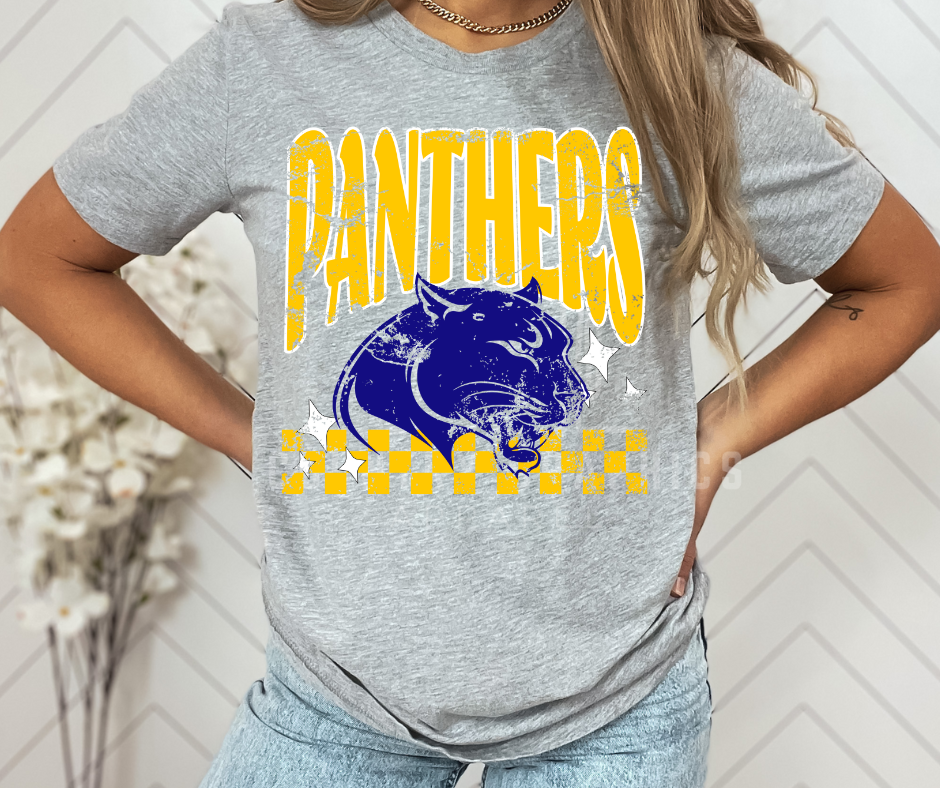 Panthers - blue/gold checker