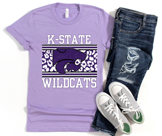 K-State leopard- lavander tee