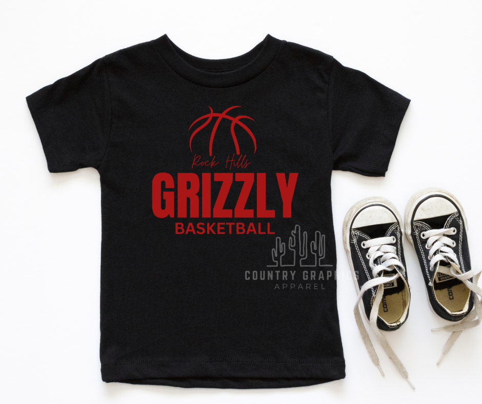 Rock Hills Grizzly Basketball - Cardinal Red ink