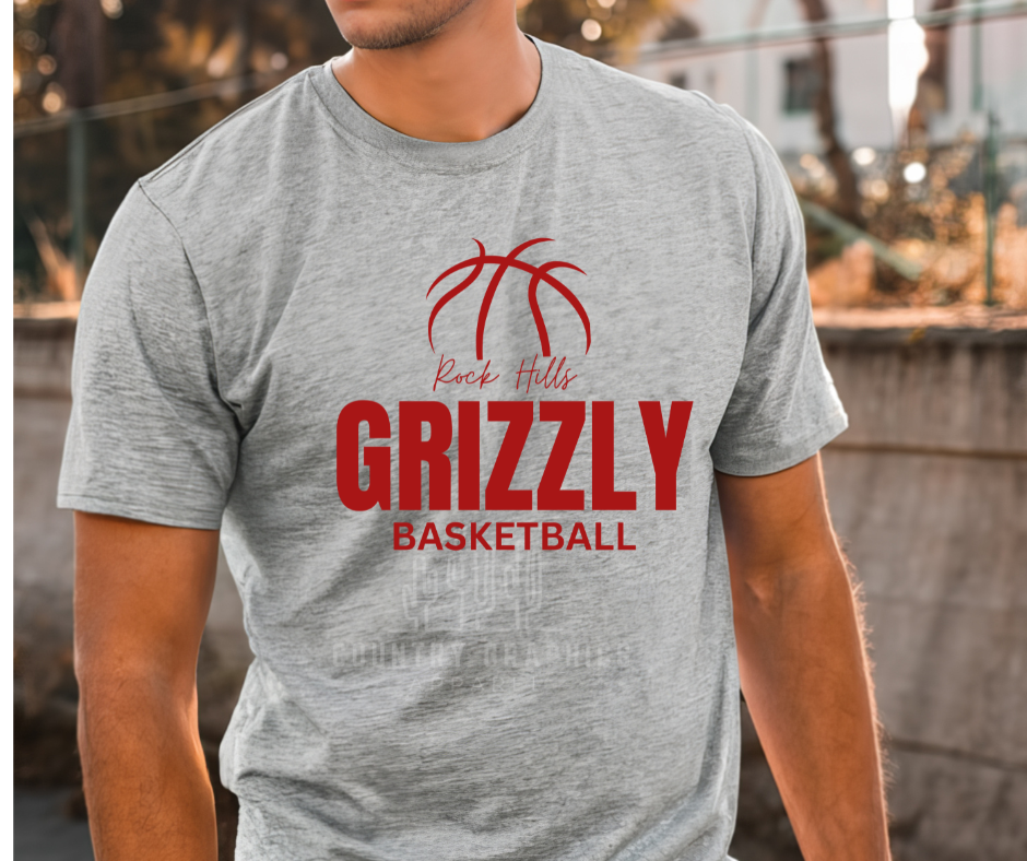 Rock Hills Grizzly Basketball - Cardinal Red ink