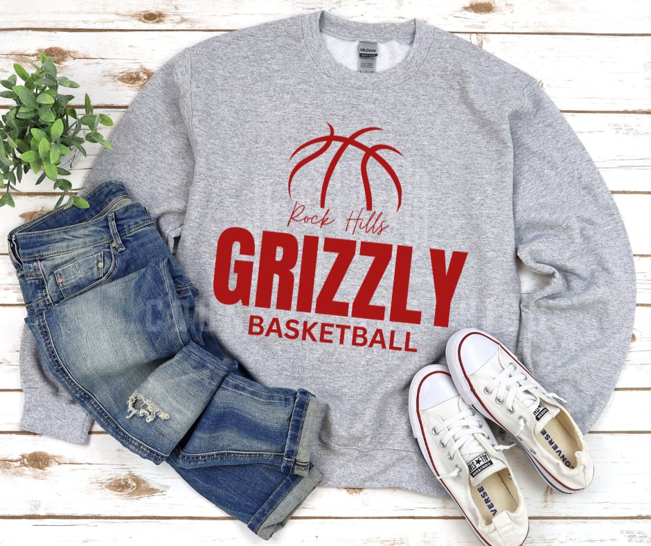 Rock Hills Grizzly Basketball - Cardinal Red ink