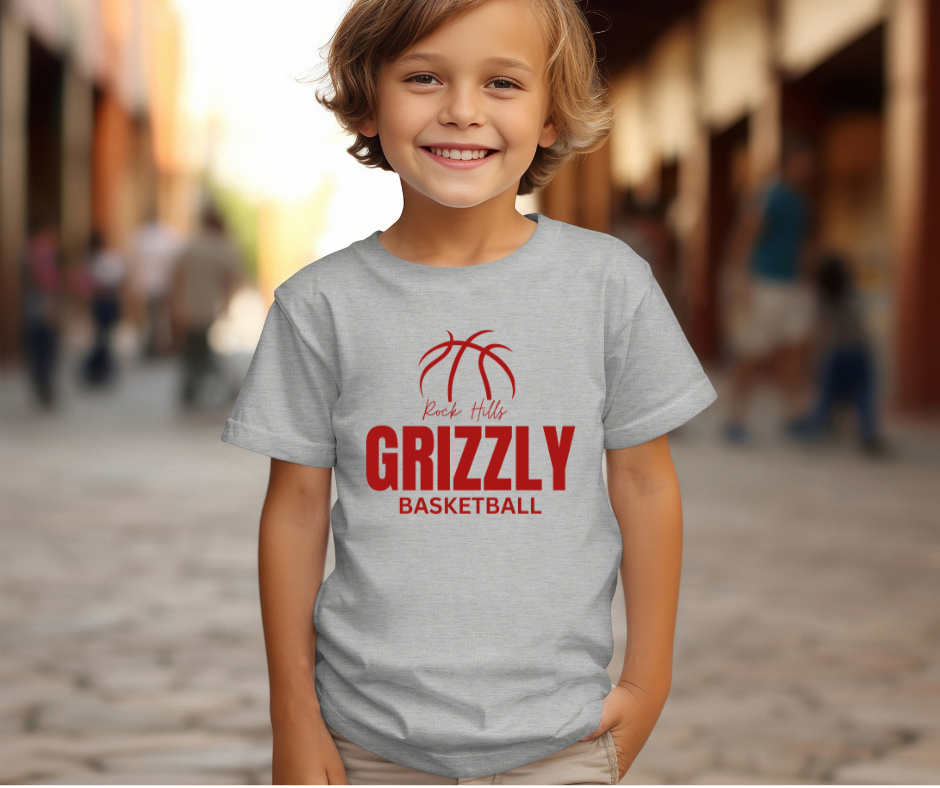 Rock Hills Grizzly Basketball - Cardinal Red ink