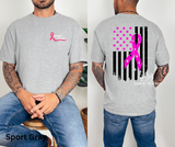 Pink ribbon flag tee