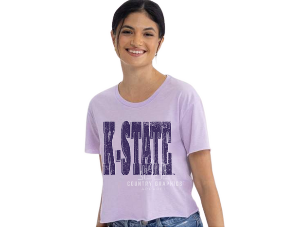 K-State lavander crop tee