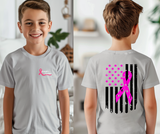 Pink ribbon flag tee