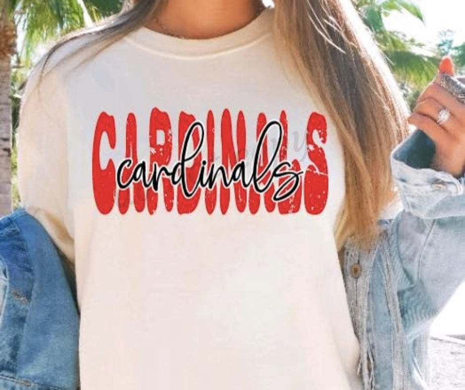 Cardinals bubble letter- red/black