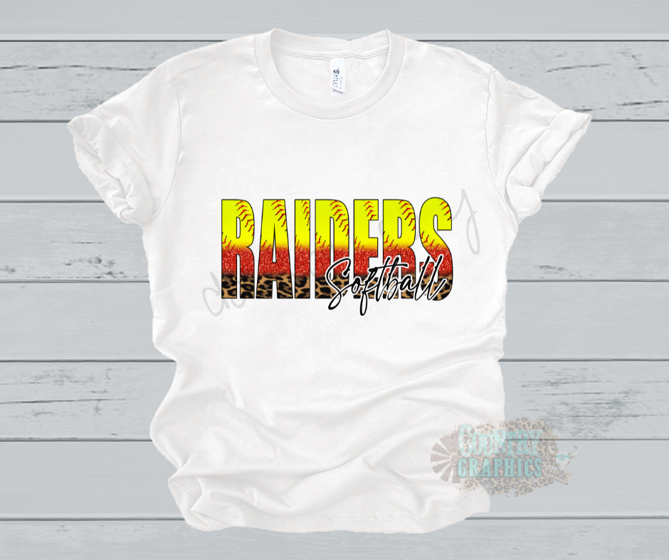 Raiders Softball ~glitter leopard