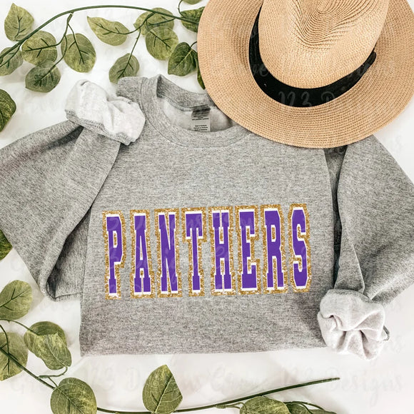 Panthers - purple/gold glitter varsity